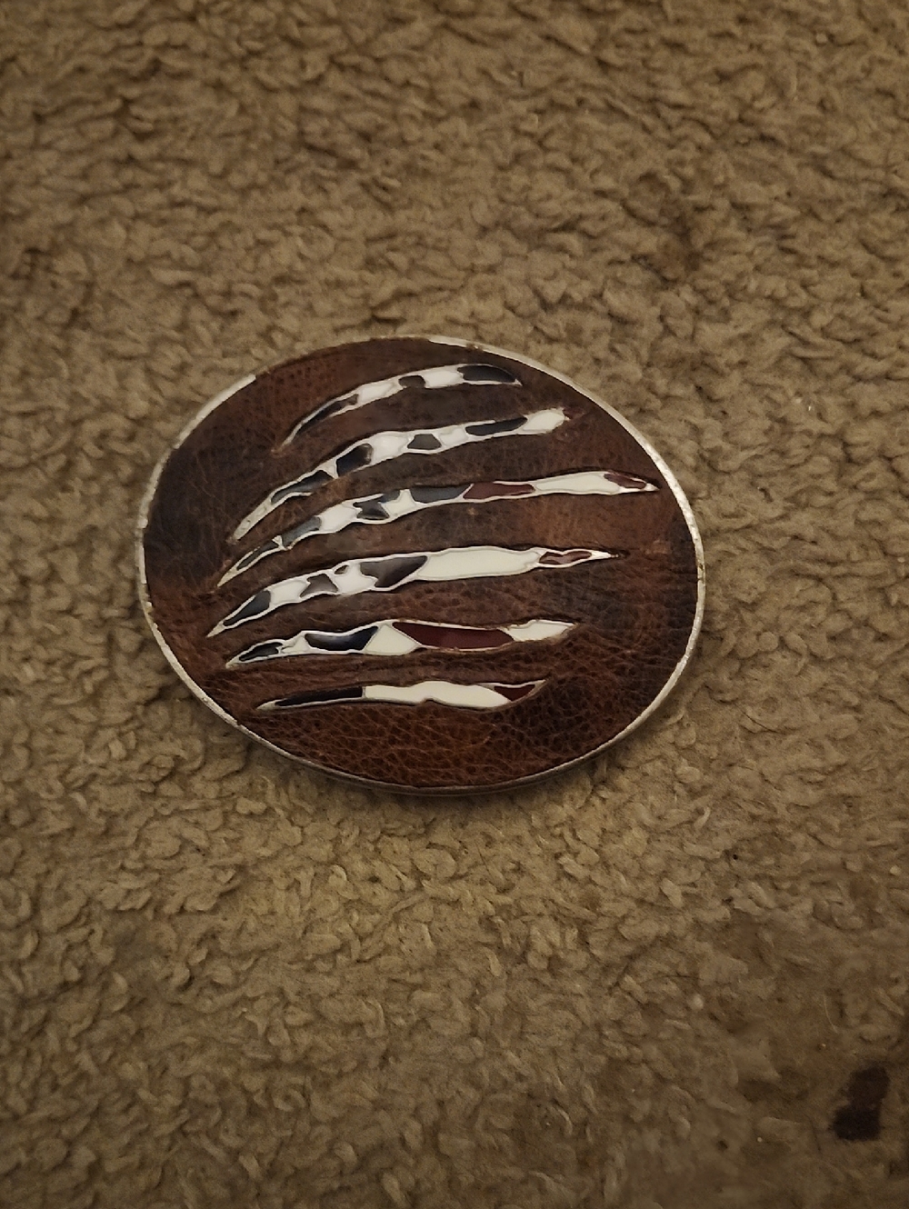 Brown Leather Western-Style Belt Buckle